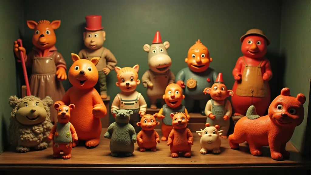 Vintage rubber toys display case