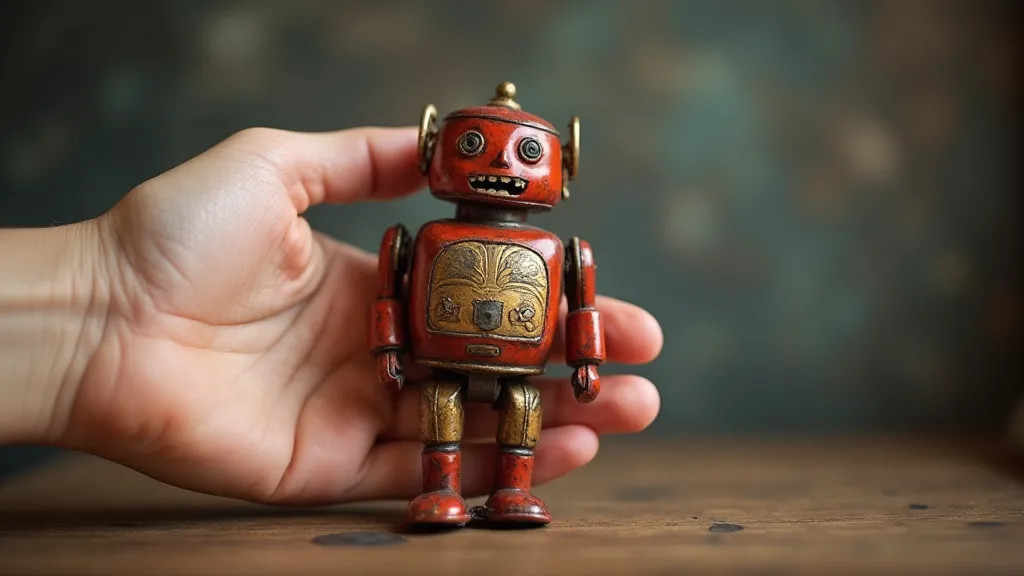 Hand holding vintage toy